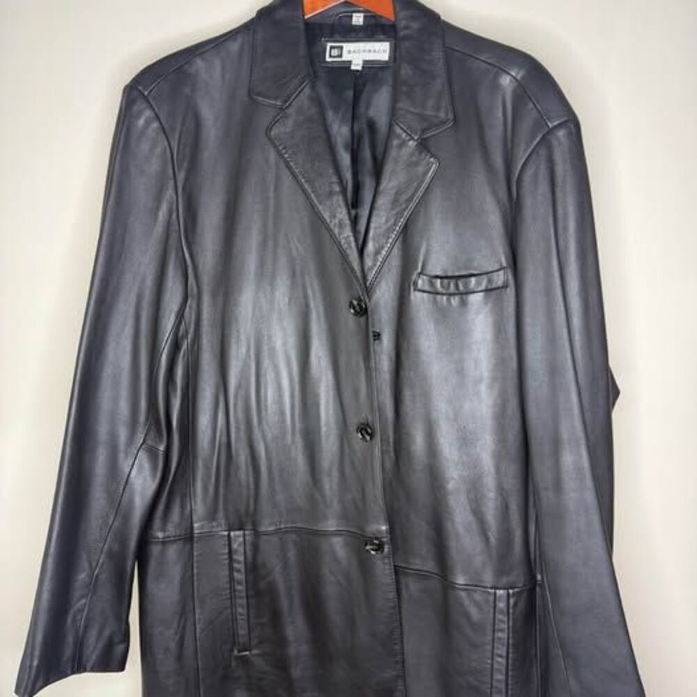 Bachrach black leather blazer XXL